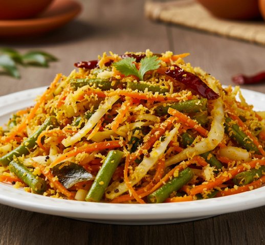 Carrot Cabbage Bean Thoran 