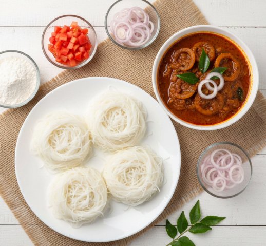 Idiyappam  Ulli Curry