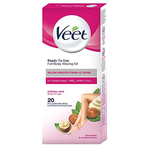 Veet Full Body Wax Strips Normal Skin Shea Butter & Acai Berry Scent (20Pre coated Wax Strips)